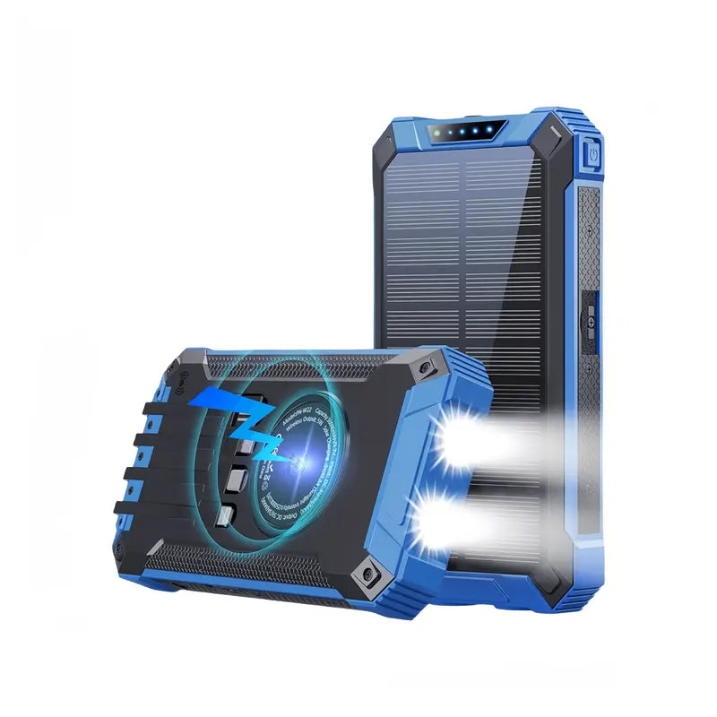 Multifunktions-Powerbank 20.000 mAh mit LED-Lampe, Solarpanel, kabellos Handy laden 