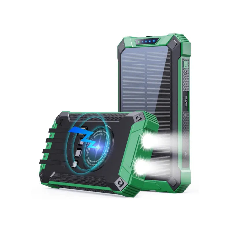 Multifunktions-Powerbank 20.000 mAh mit LED-Lampe, Solarpanel, kabellos Handy laden 