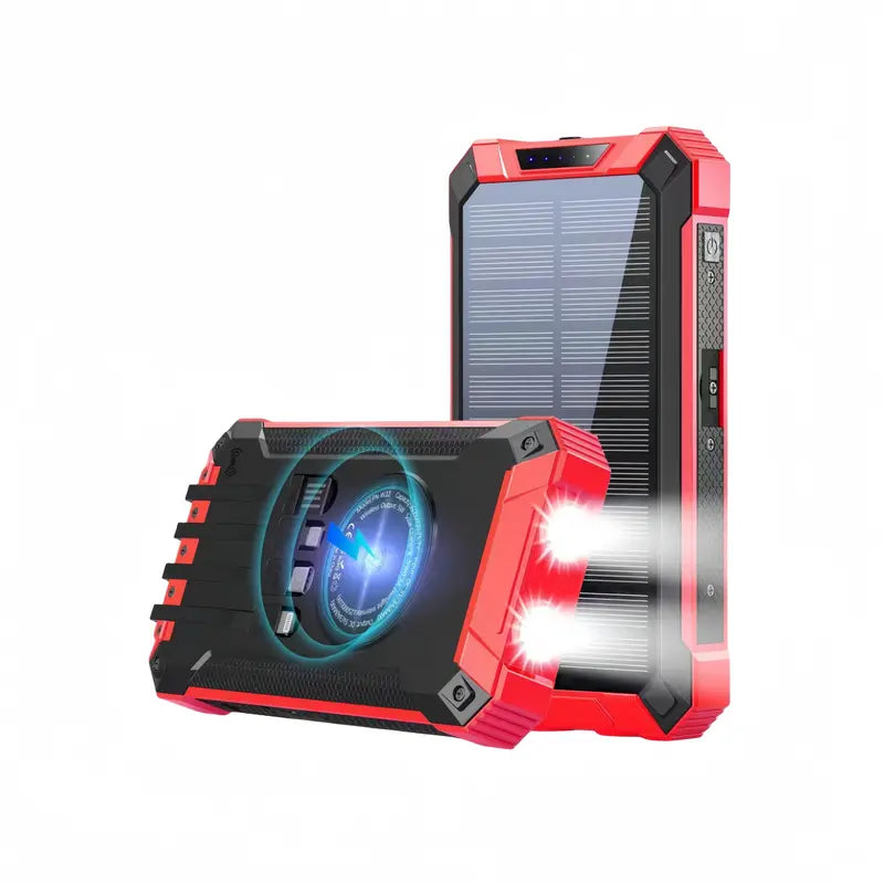 Multifunktions-Powerbank 20.000 mAh mit LED-Lampe, Solarpanel, kabellos Handy laden 